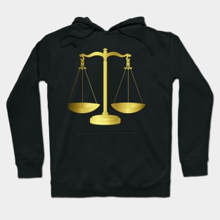 Gold Scales Of Justice on Black keeping law and Order Hoodie